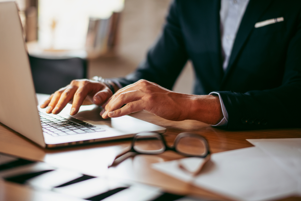 businessman working on a laptop