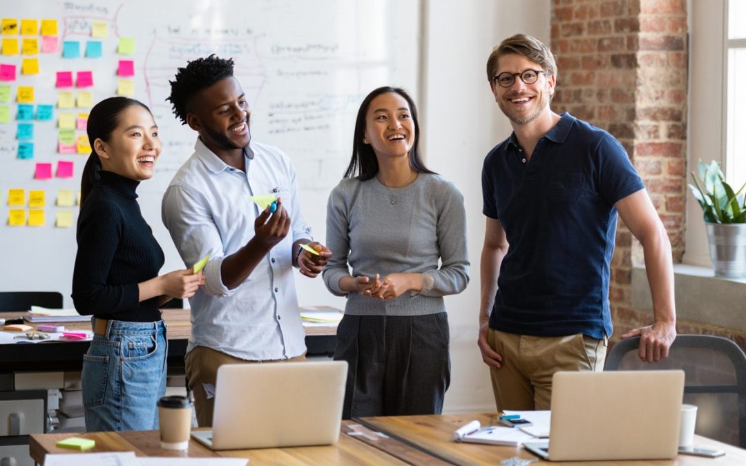 4 sales people discussing how to handle gatekeepers in sales